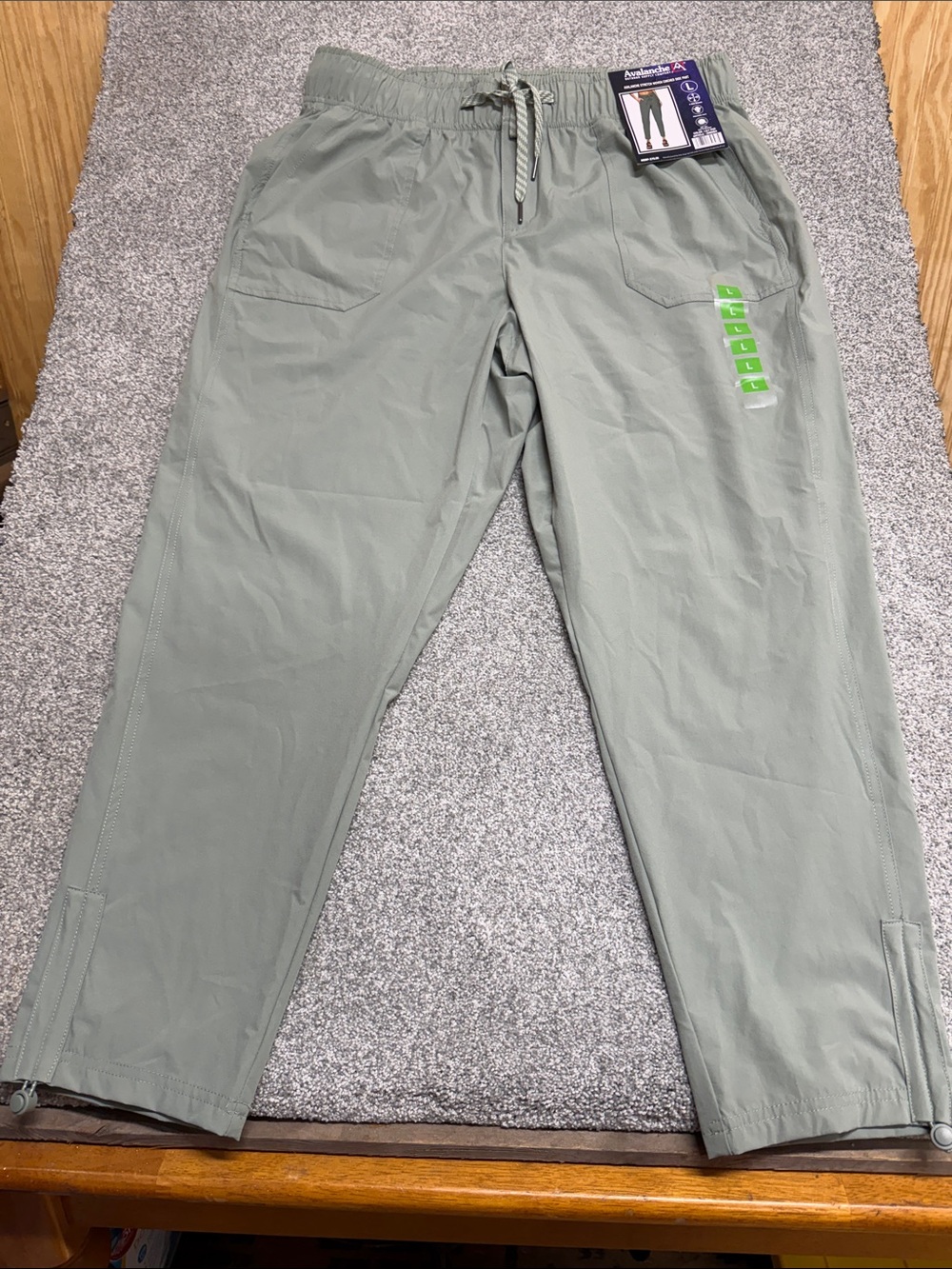 Avalanche Womens Sage Green Drawstring Joggers with Ankle ties.